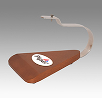 Mahogany stand with customized logo and stainless steel arm
