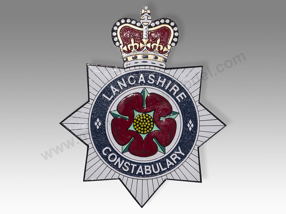 Lancashire Police Constabulary Wood Plaque Seal Emblem